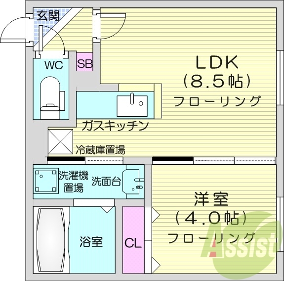 1LDK、シャンプードレッサー、エアコン、ウォシュレット