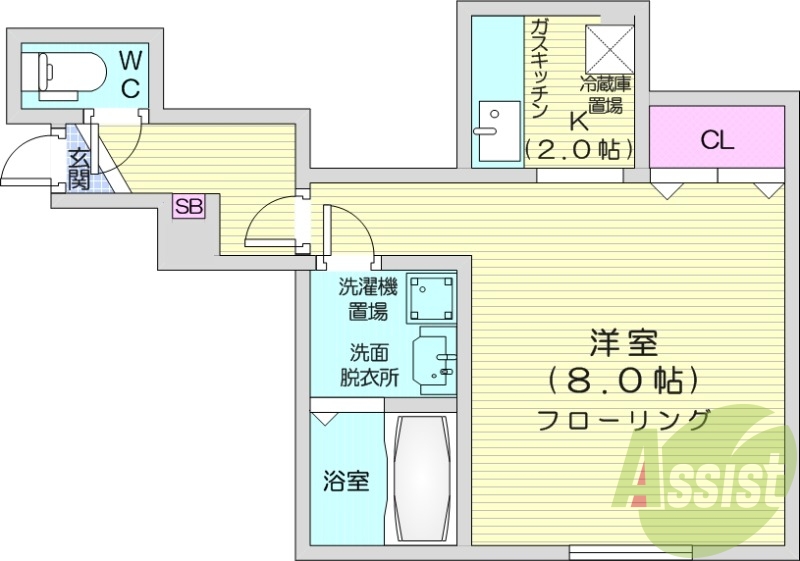 1K、カメラ付きインターホン、灯油暖房、シャンドレ