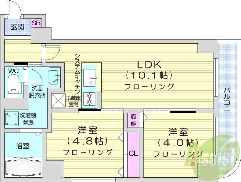 2LDK、収納、灯油暖房、ネット無料、ペット可
