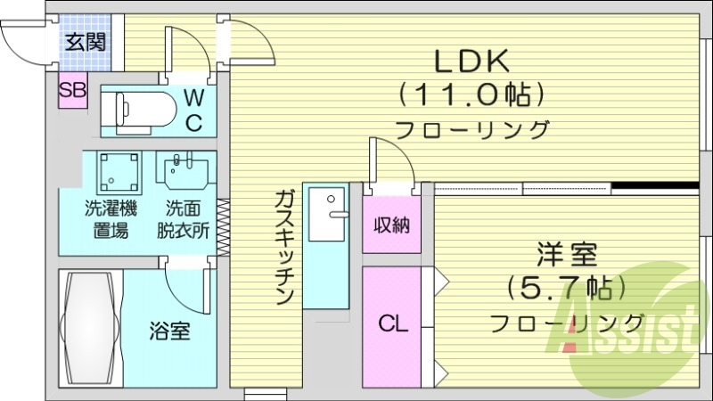 1LDK、ネット無料、エアコン、灯油暖房