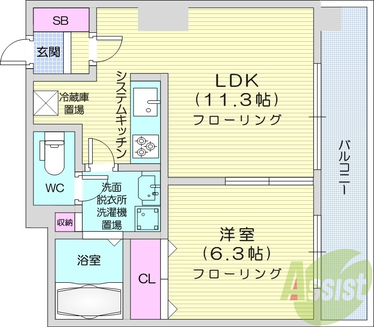 1LDK、灯油暖房、エアコン、宅配BOX、オートロック