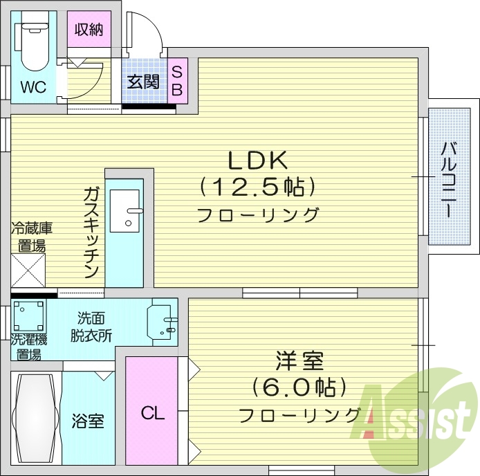 1LDK、ロードヒーティング、バルコニー