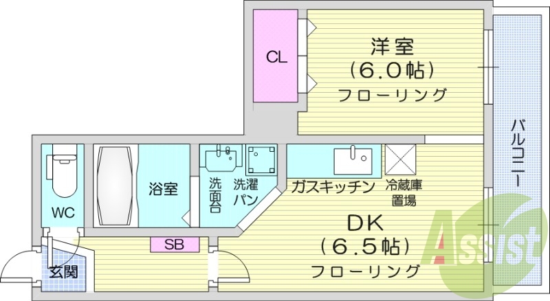 1DK、バストイレ別、シャンプードレッサー、角部屋