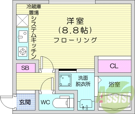 1R、エアコン、ペット飼育可、ネット使用料無料