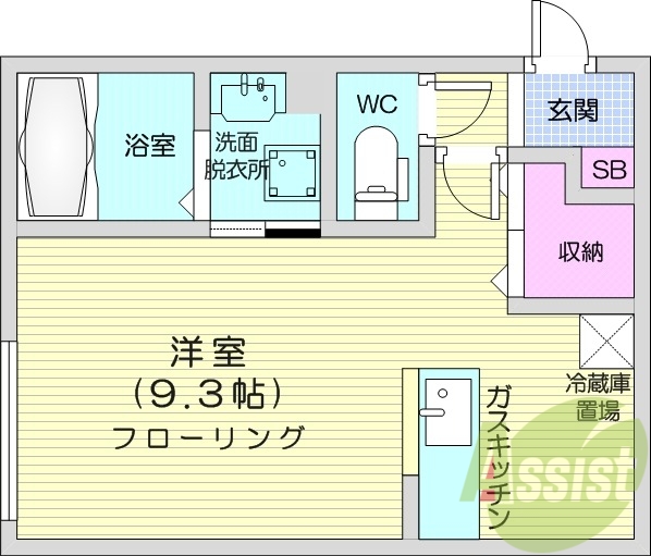 1K、灯油暖房、角部屋、オートロック、ネット無料