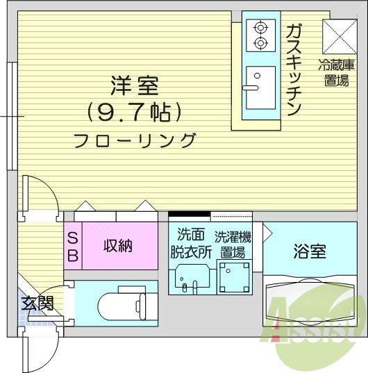 1K、灯油暖房、角部屋、オートロック、ネット無料