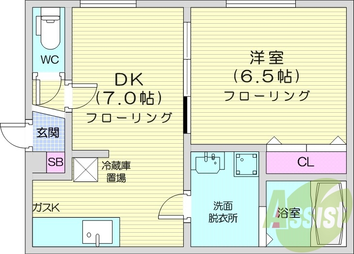 1DK、エアコン、独立洗面台、灯油暖房