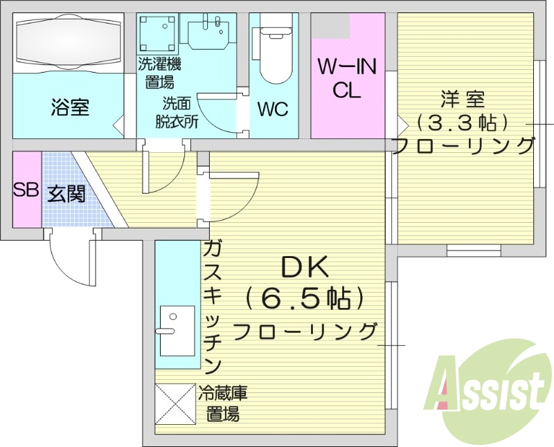 1DK、エアコン、灯油FF暖房、シャワートイレ