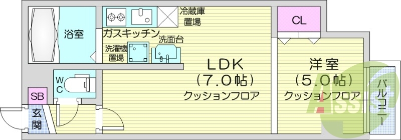 1DK、灯油FF暖房、オートロック、光ファイバー