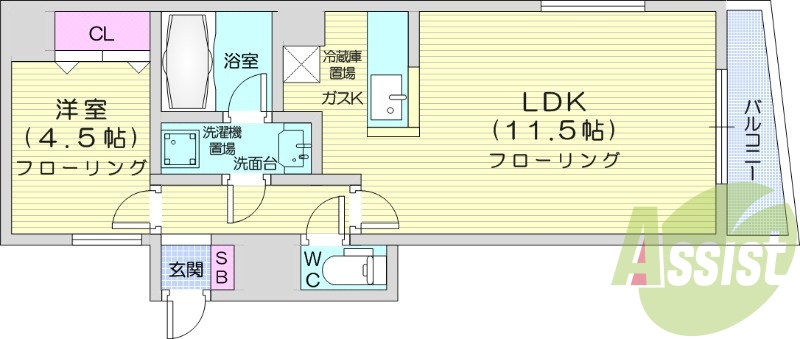 1LDK、収納、バストイレ別、洗面脱衣所、ネット無料