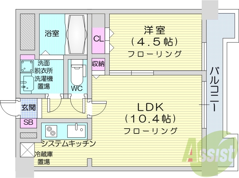 1LDK、収納、バストイレ別、洗面脱衣所