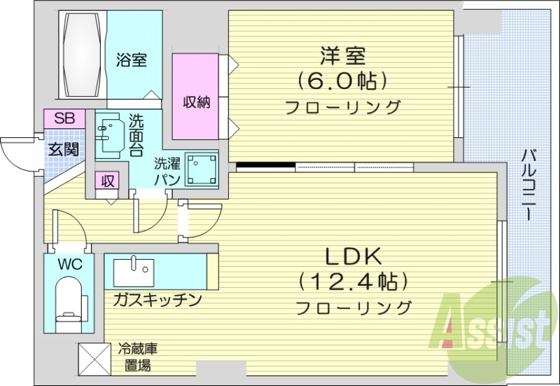 1LDK、エレベーター、オートロック、灯油暖房