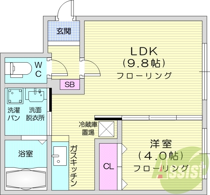 1LDK、ネット無料、エアコン、シャンプードレッサー