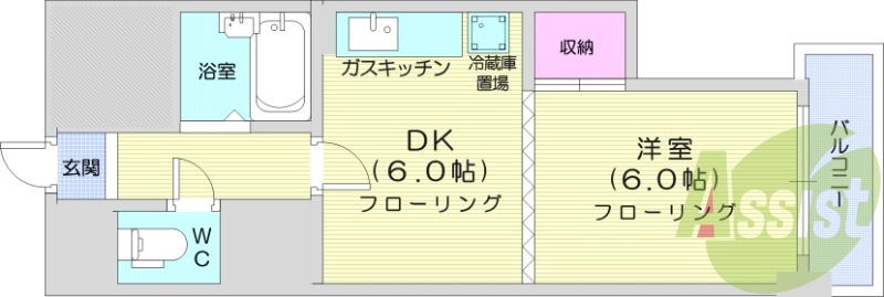 1DK、宅配ボックス、TVインターホン、収納