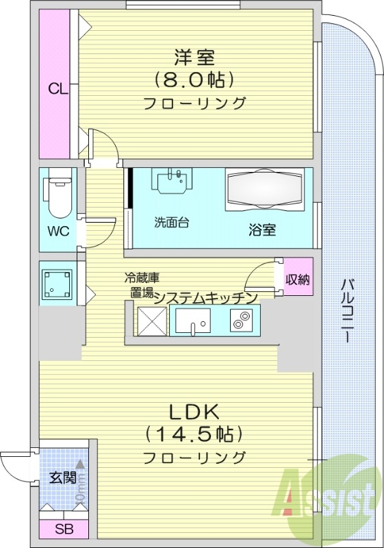 1LDK、クローゼット、灯油給湯・灯油暖房、シューズボックス