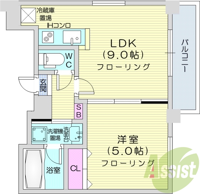 1LDK、収納、灯油暖房、角部屋、オートロック
