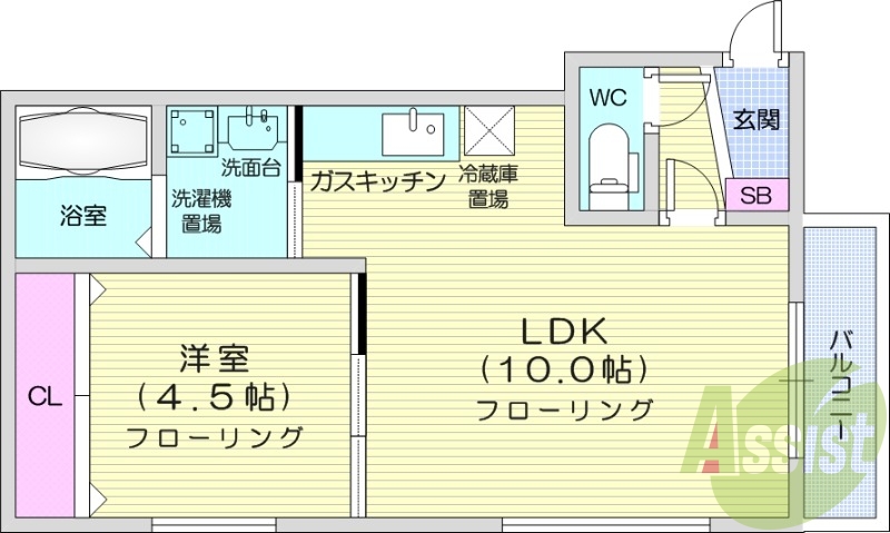 1LDK、ペット飼育可、ネット無料、灯油暖房