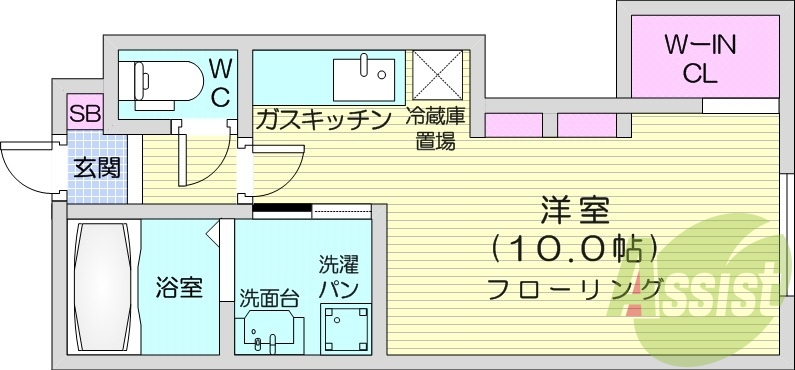 1R、バストイレ別、シャンプードレッサー
