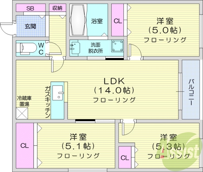 3LDK、灯油暖房、エアコン、ロードヒーティング