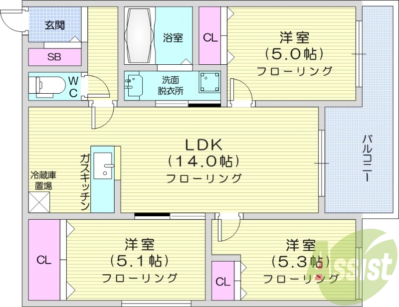 3LDK、灯油暖房、エアコン、ロードヒーティング