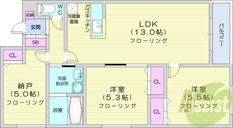 3LDK、灯油暖房、エアコン、ロードヒーティング