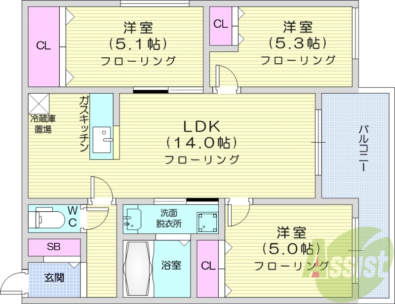 3LDK、灯油暖房、エアコン、ロードヒーティング