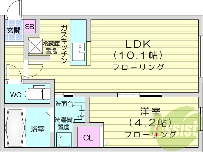 1LDK、ウォークインクローゼット、エレベーター