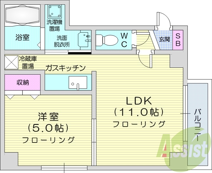 1LDK、独立洗面台、バストイレ別、ネット使用料不要