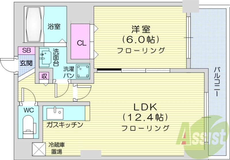 1LDK、エレベーター、オートロック、灯油暖房