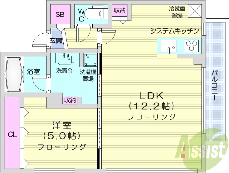 1LDK、都市ガス、エアコン、ネット無料、宅配BOX