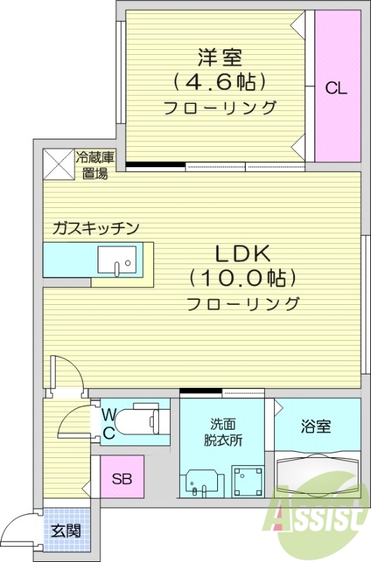 1LDK、エアコン、独立洗面台、ネット無料