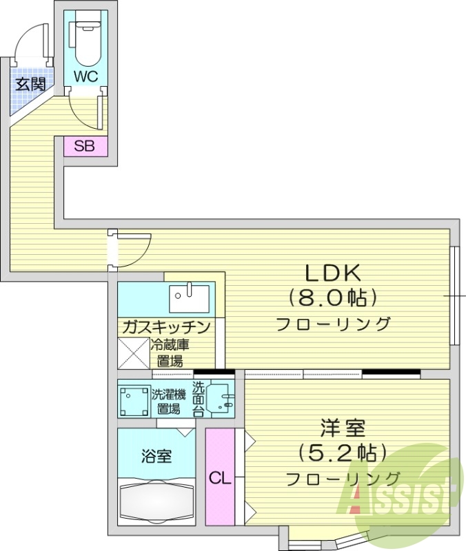 1LDK、ペット可、独立洗面台、シャワートイレ