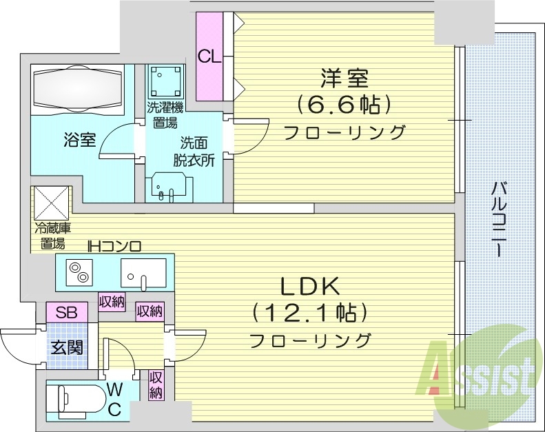 1LDK、エアコン、防犯カメラ、ネット無料、オートロック