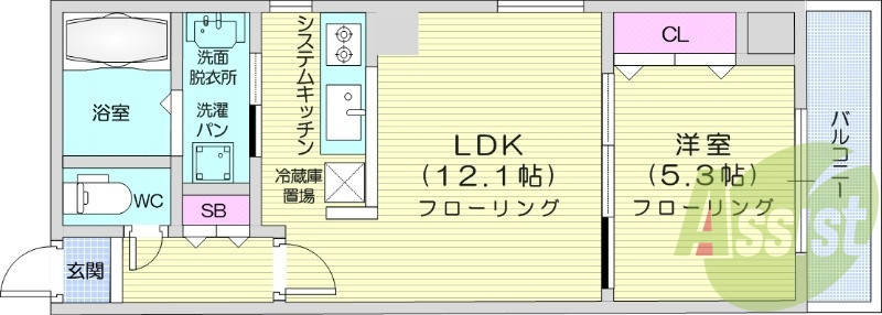 1LDK、オートロック、バルコニー、シャンプードレッサー