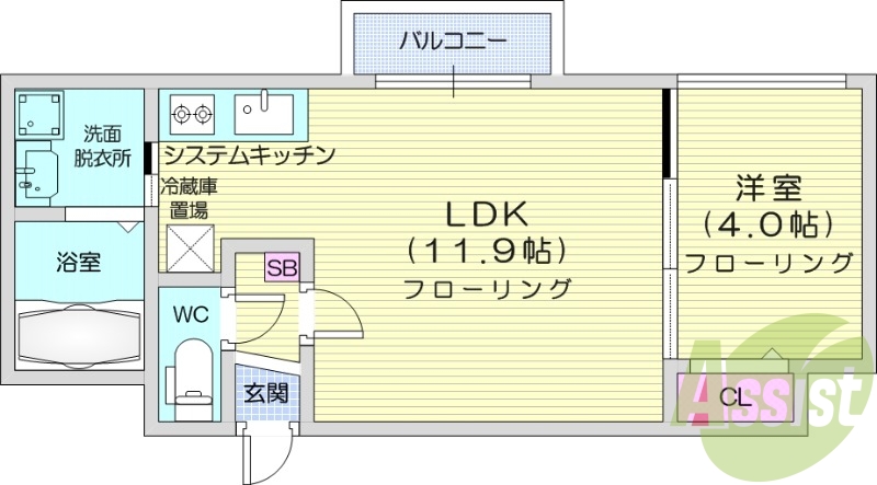 1ＬＤＫ、エアコン、都市ガス、ネット無料