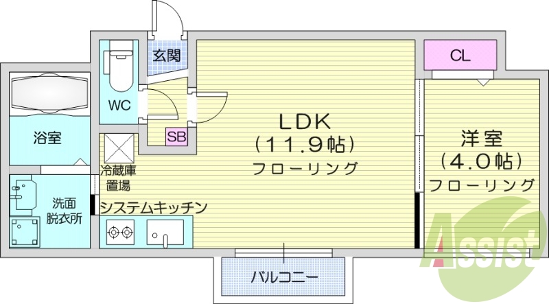 1ＬＤＫ、エアコン、都市ガス、ネット無料
