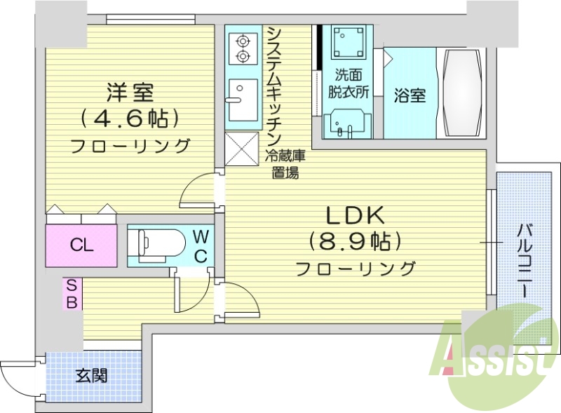 1LDK、エアコン、灯油暖房、ネット無料、システムキッチン