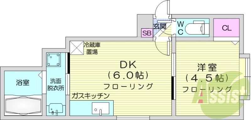 １DK、クローゼット、独立洗面台、ウォシュレット