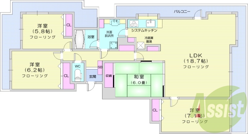 4LDK、ペット可、浴室暖房乾燥機、食洗器、パネルヒーター