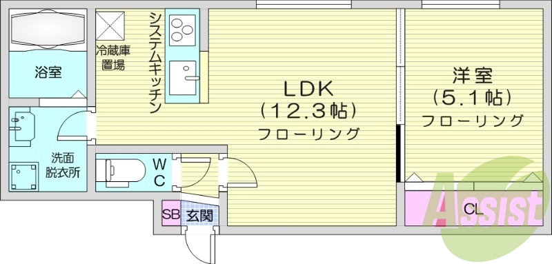 1LDK、都市ガス、オートロック、追炊き、浴室乾燥機、