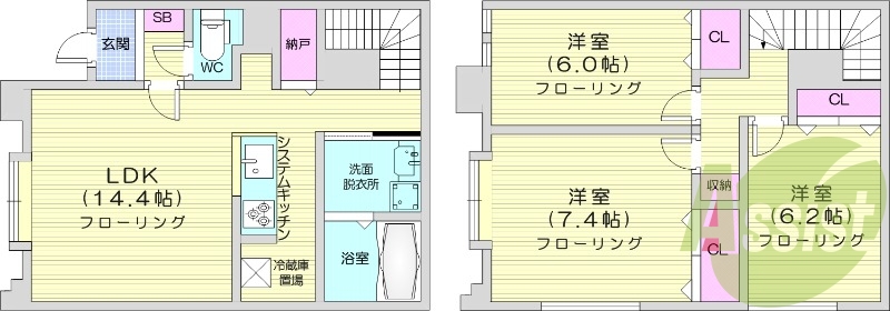 3LDK、エアコン、ペット飼育可能、追い焚き