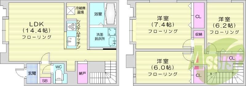 3LDK、エアコン、ペット飼育可能、追い焚き