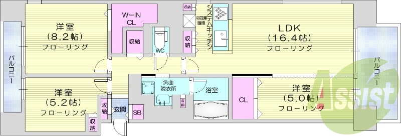 3LDK、分譲賃貸、エアコン、都市ガス