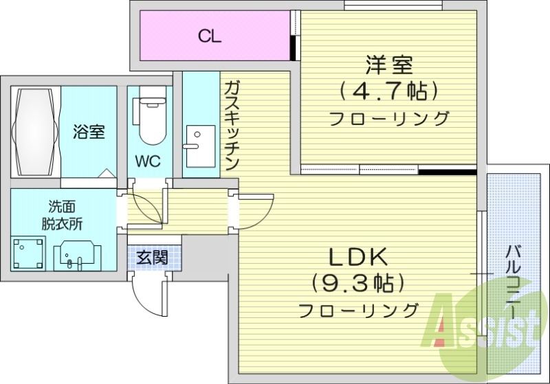 1LDK、エアコン、ネット無料、オートロック