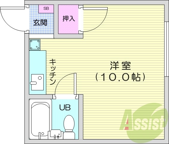 1R、暖房、収納、エレベーター、室内洗濯機置場