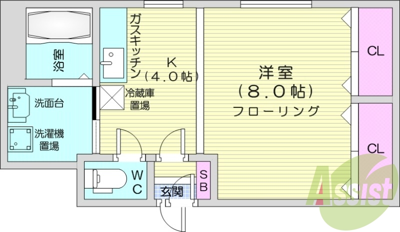 1K、灯油暖房、角部屋、シャンプードレッサー