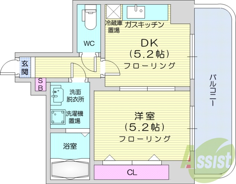 1DK、エアコン、ネット無料、エレベーター、独立洗面台