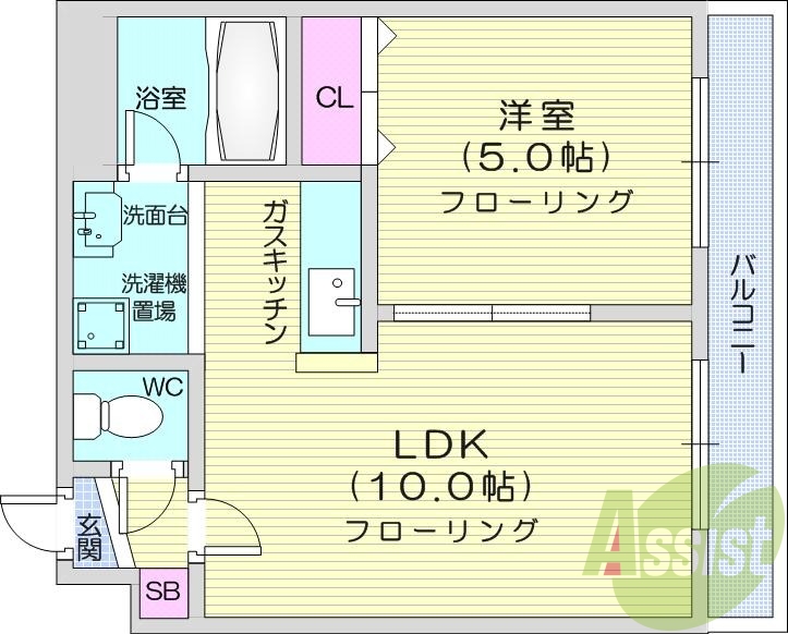 1LDK、エアコン、ネット無料、オートロック、収納