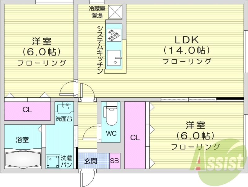 2LDK、エアコン、ペット可、トランクルーム