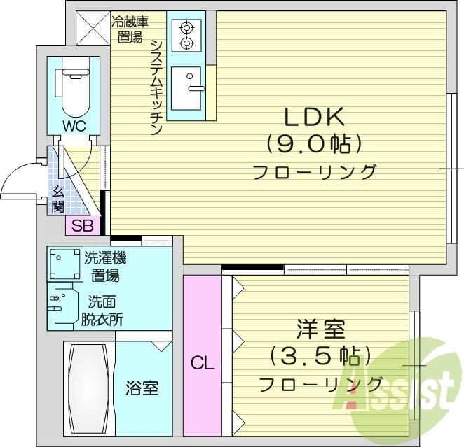 1LDK、エアコン、灯油暖房、ネット無料、収納